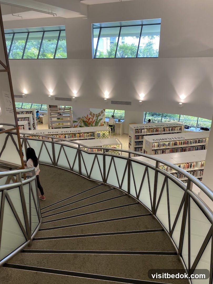 Library Interior with Spiral Staircase