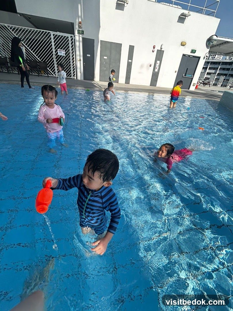 Children playing in a swimming pool