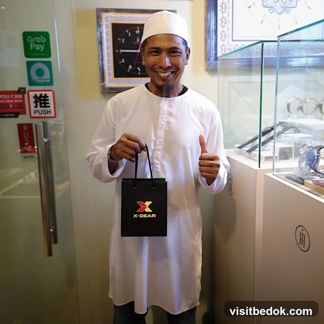 Man holding a gift bag