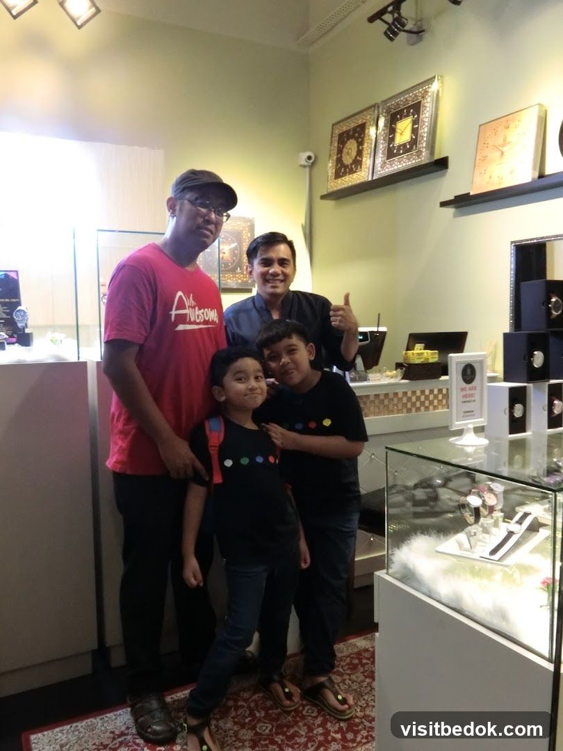 Family Posing in a Watch Store