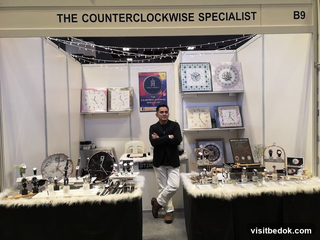 Man Posing at a Clock Booth