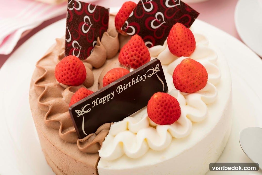 Birthday Cake with Strawberries