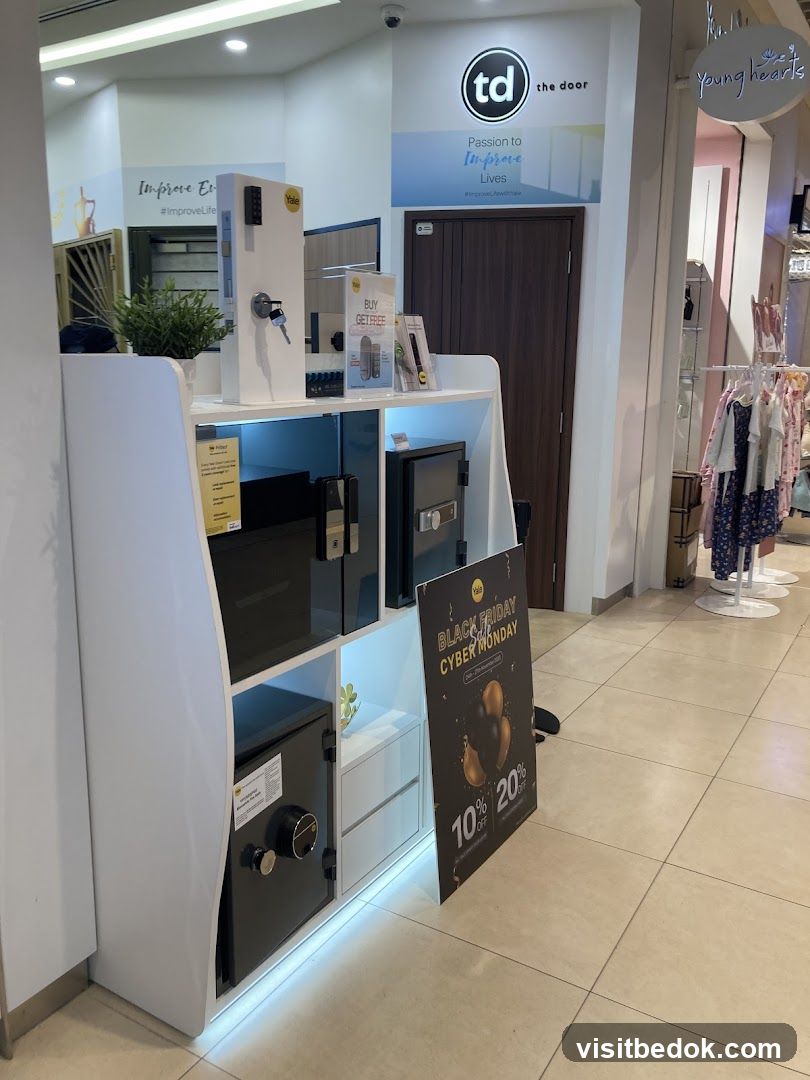 Display of safes and promotional signage