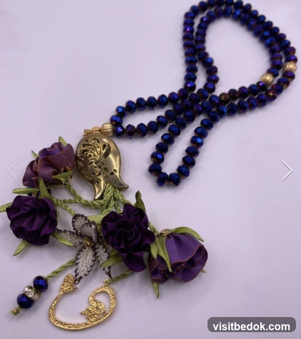 Beaded Necklace with Floral and Gold Charms