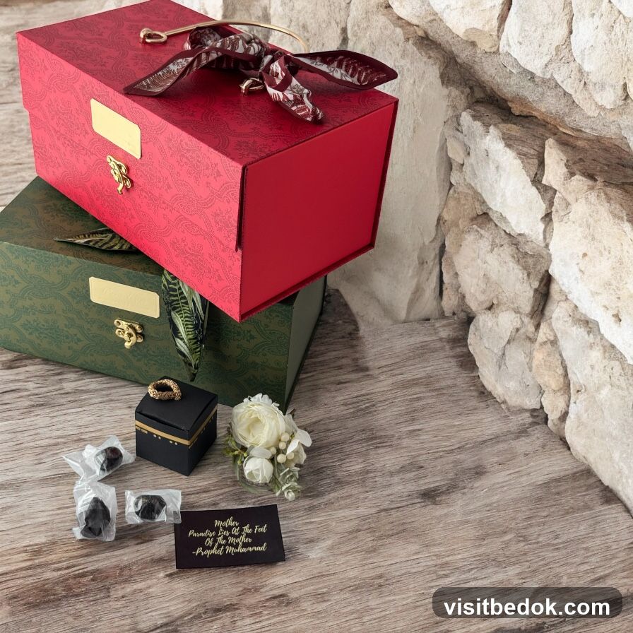 Gift Boxes with Dates and Flowers