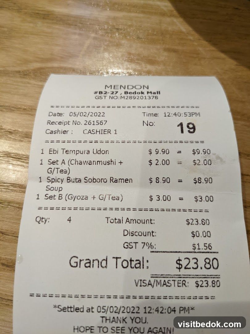 Receipt from Mendon