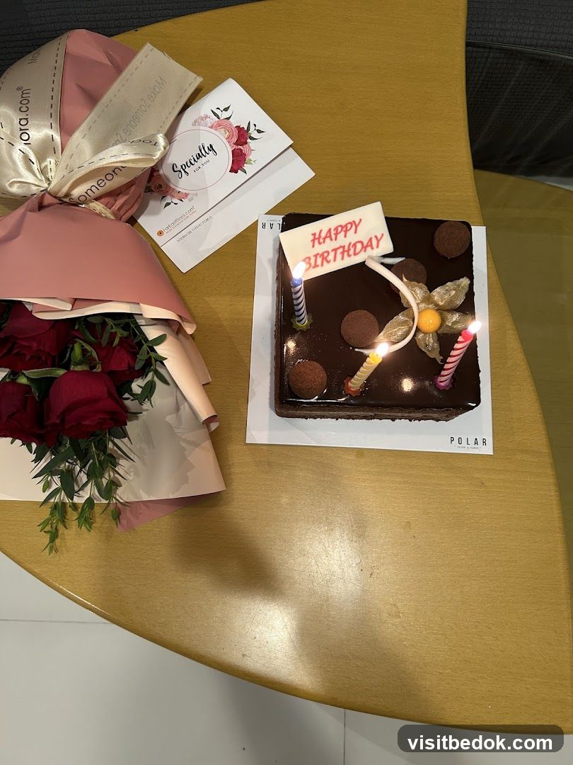 Birthday Cake and Flowers