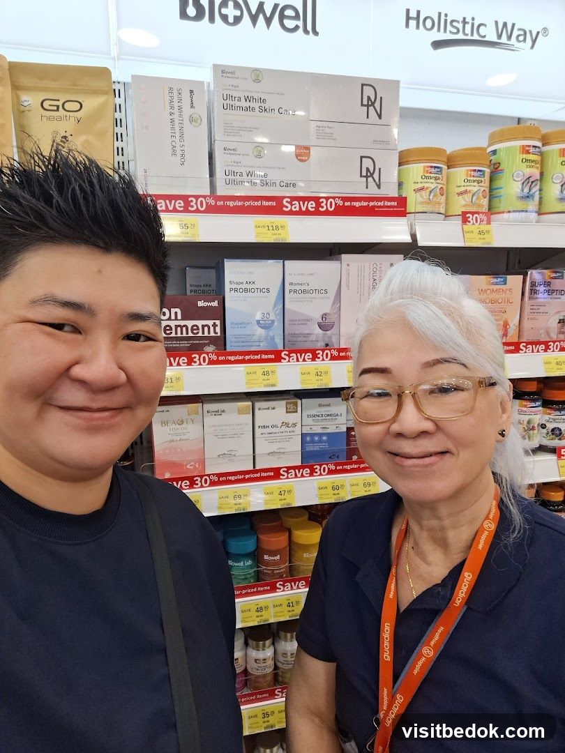 Two people in a store aisle