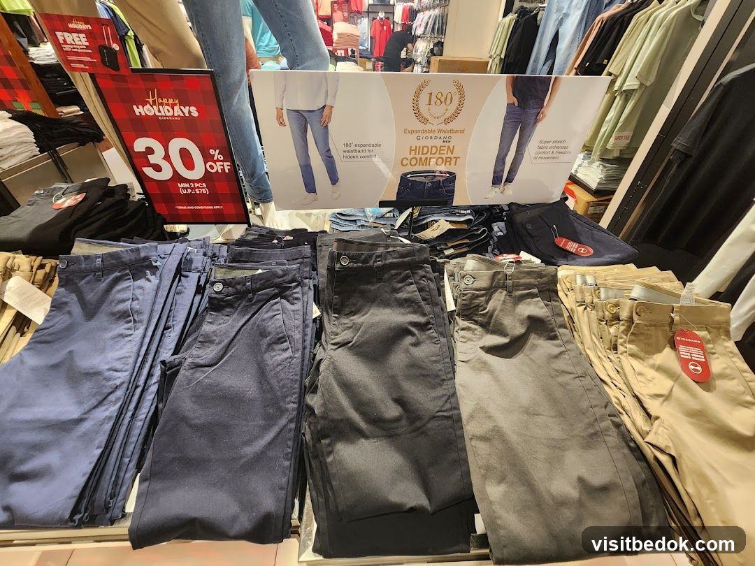 Pants Display with Holiday Sale