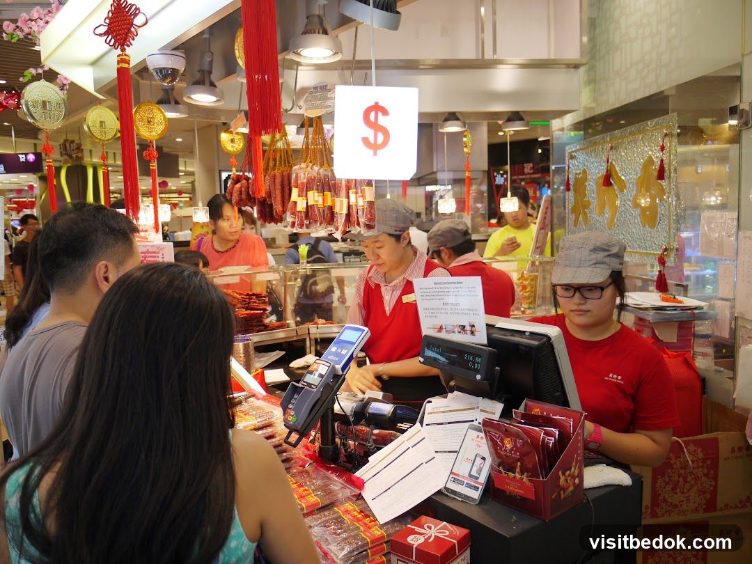Butcher counter with customers