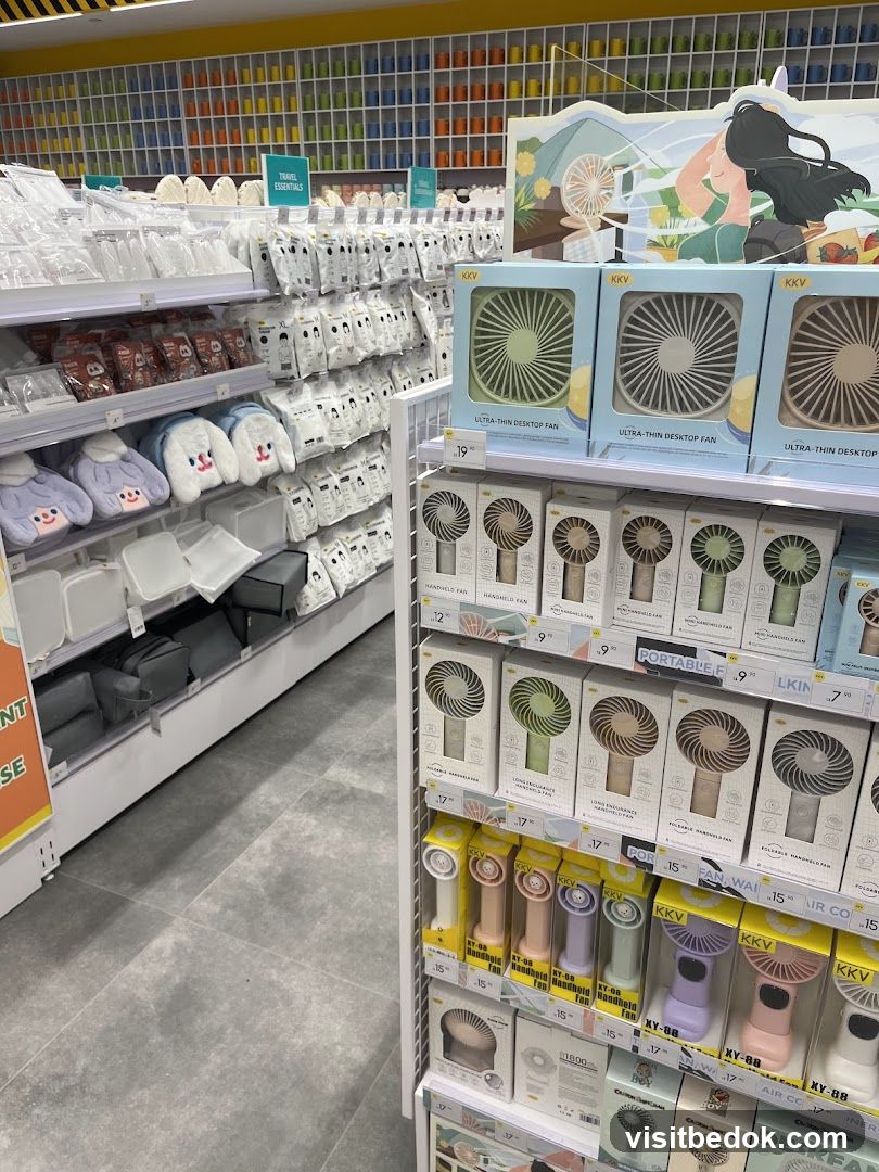 Store Display of Fans and Travel Essentials