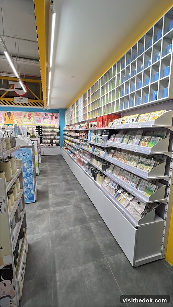 Retail store interior with shelves of merchandise