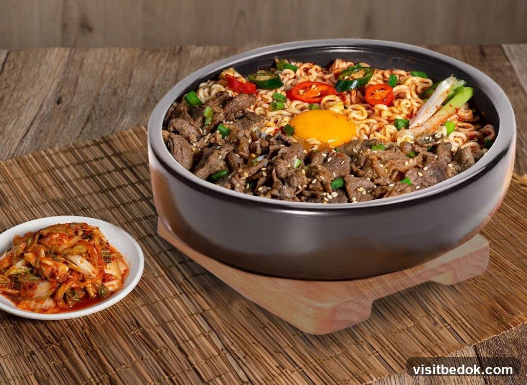 Korean Beef and Ramen Bowl with Kimchi