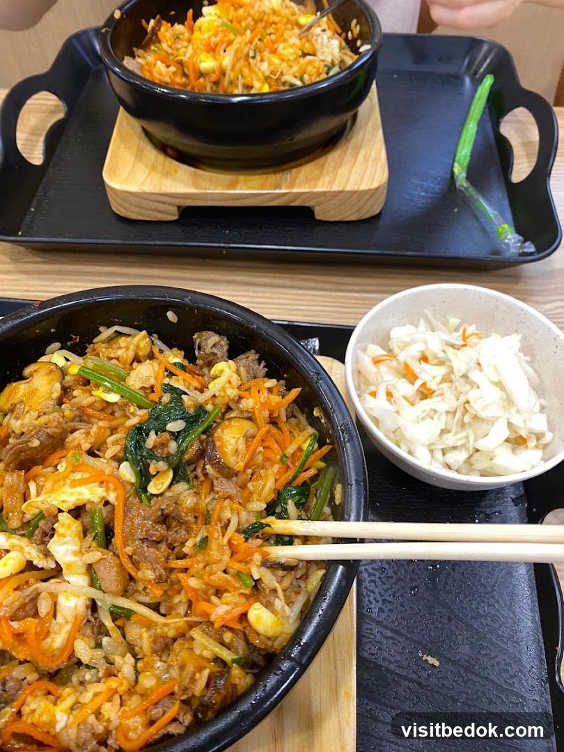 Bibimbap with Side of Cabbage Salad