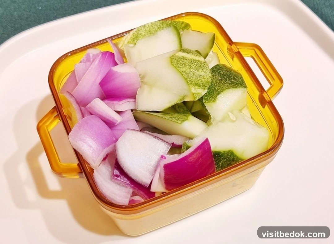 Chopped Red Onion and Cucumber Salad
