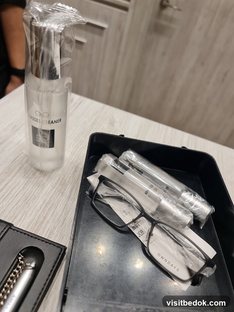 Eyeglasses and Cleaning Supplies