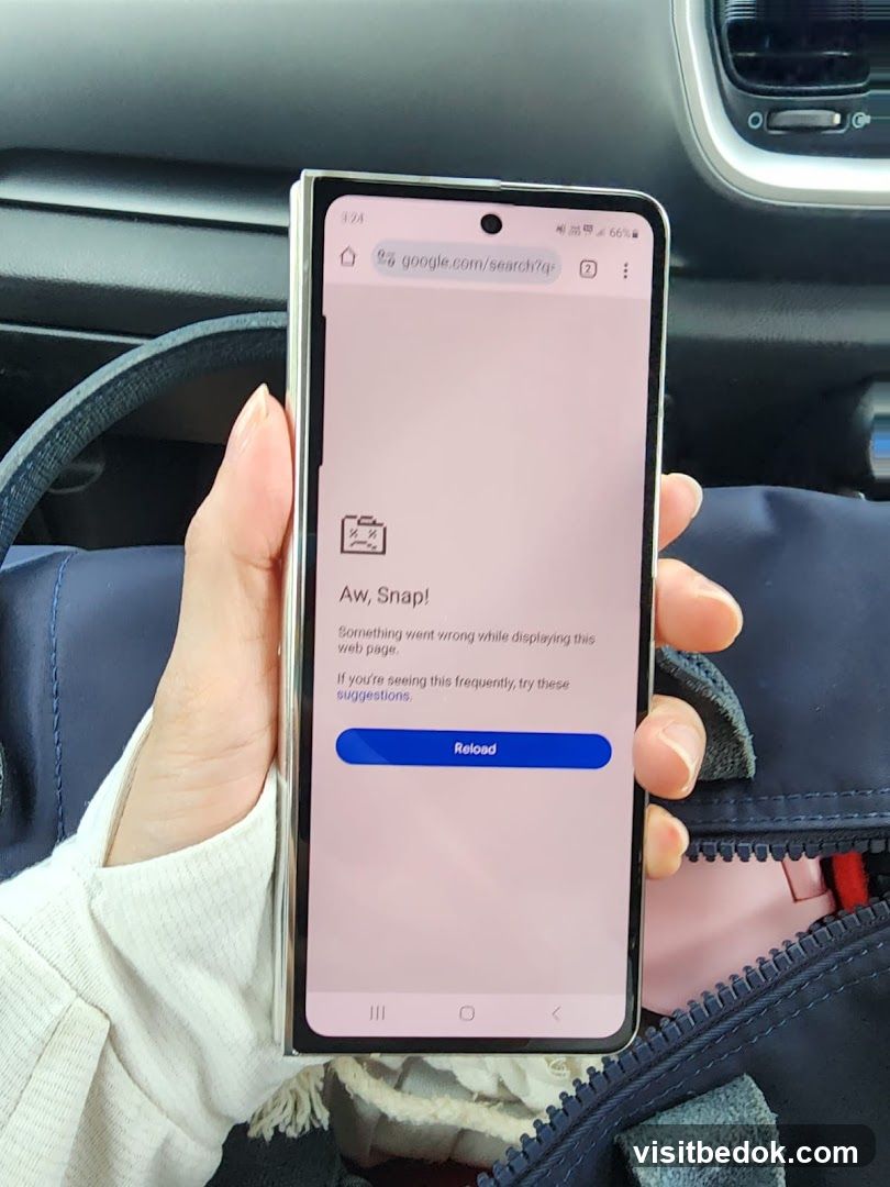 Phone displaying a Google search error
