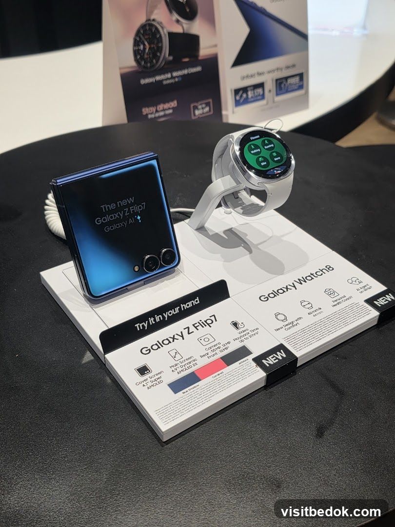 Samsung Galaxy Z Flip7 and Galaxy Watch8 Display