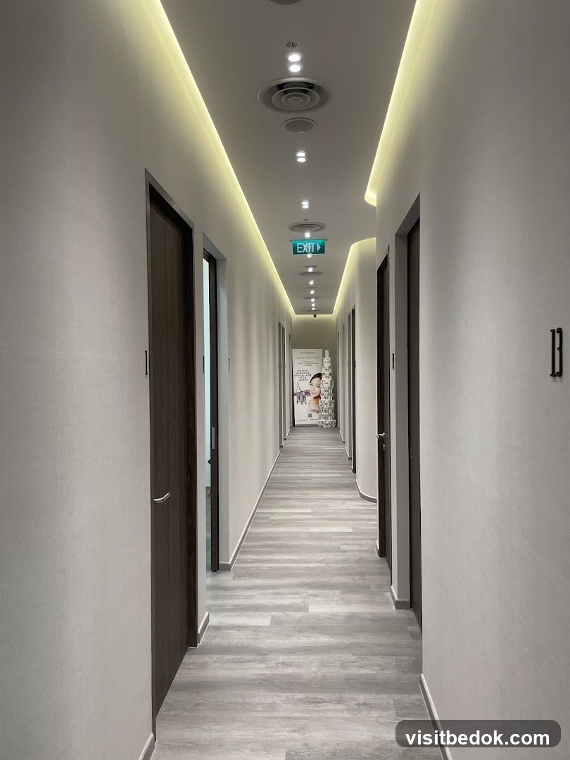 Hallway with Doors and Signage