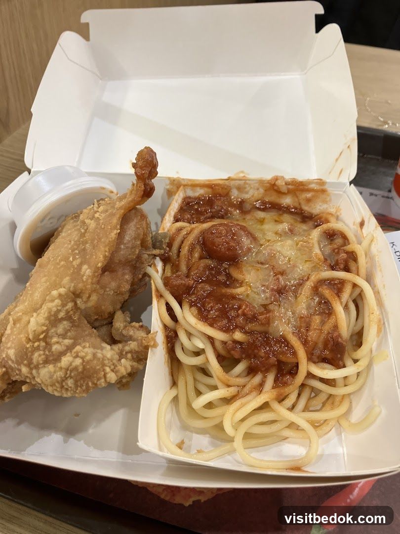 Fried Chicken and Spaghetti Meal