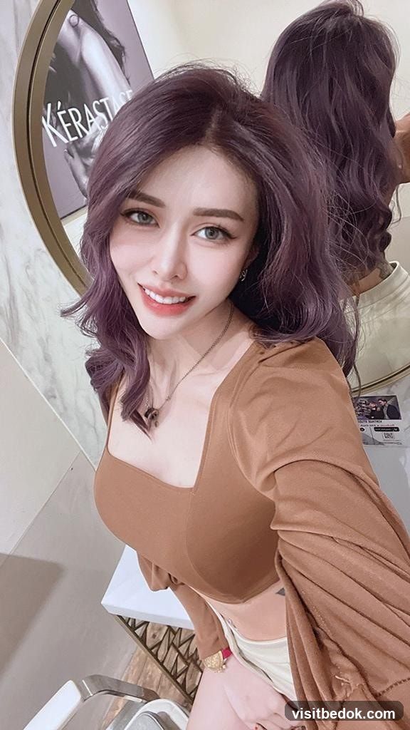 Woman with purple hair