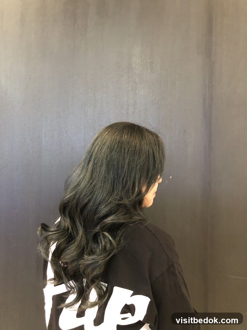 Woman with styled dark hair