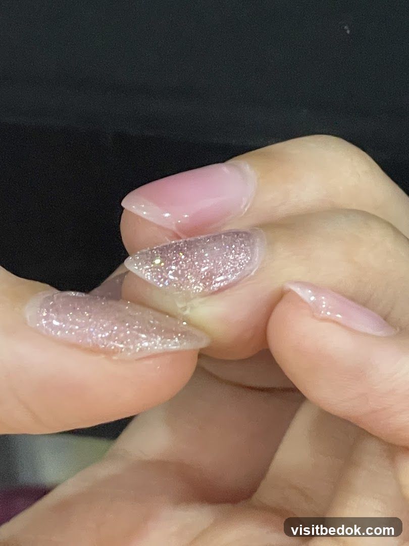 Close-up of manicured nails