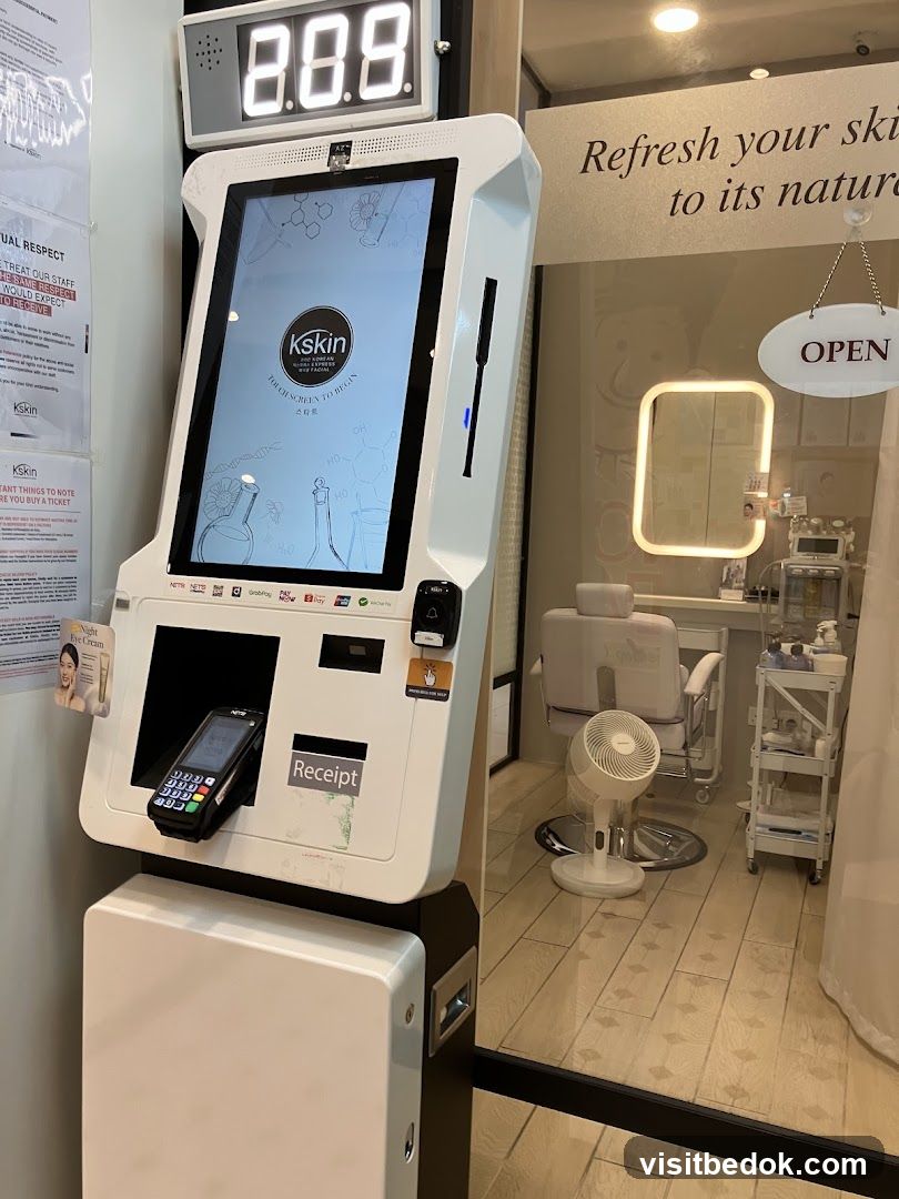 Self-service kiosk and salon interior