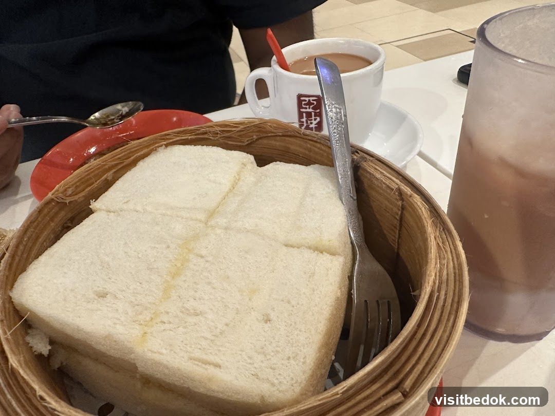 Steamed Bread with Butter and Drink