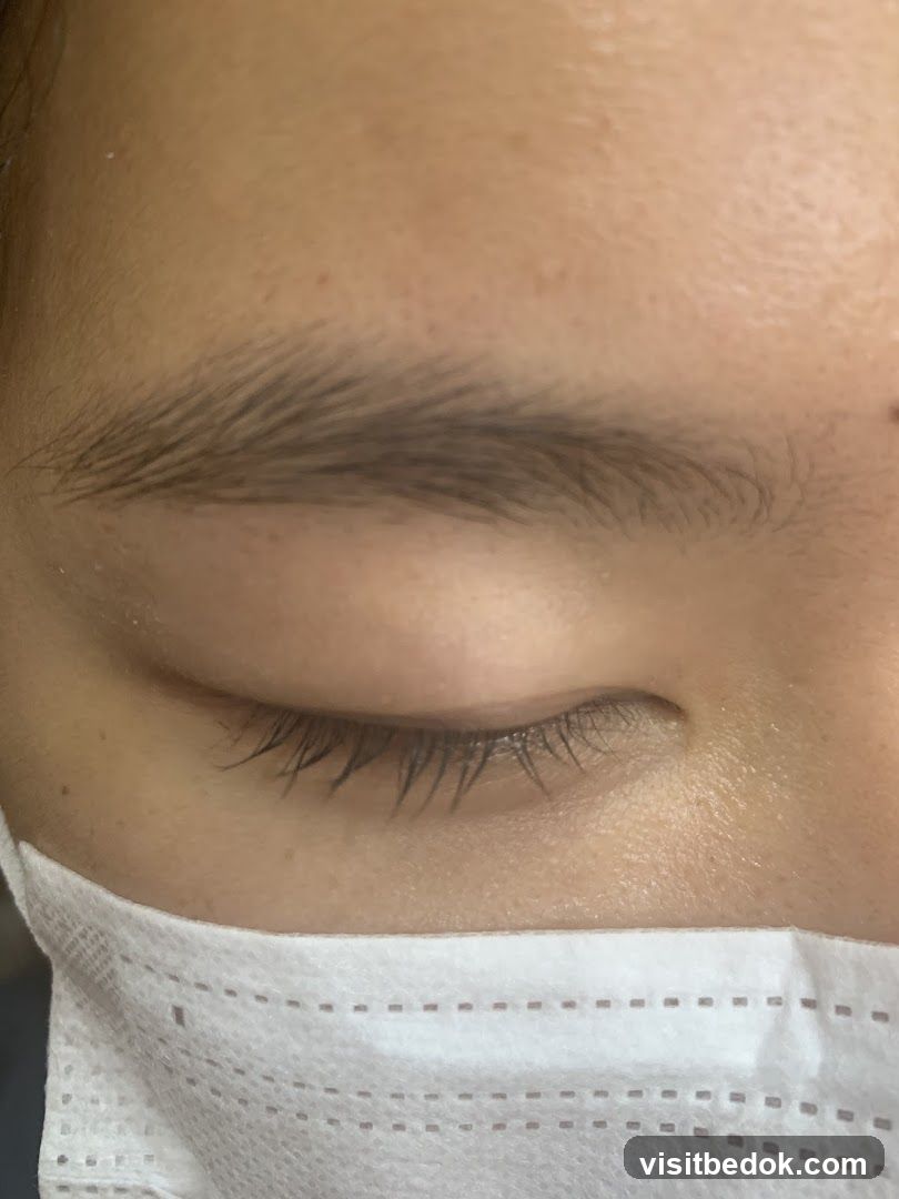 Close-up of an eye with a mask