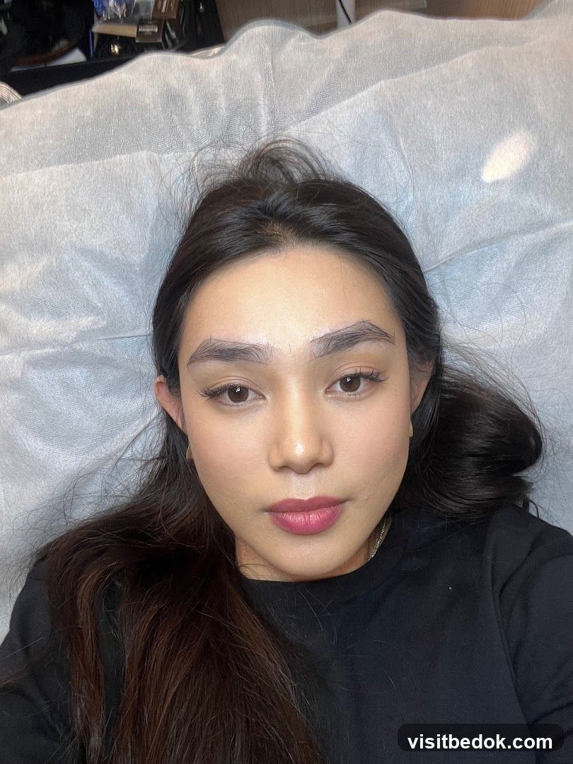 Woman with freshly done eyebrows