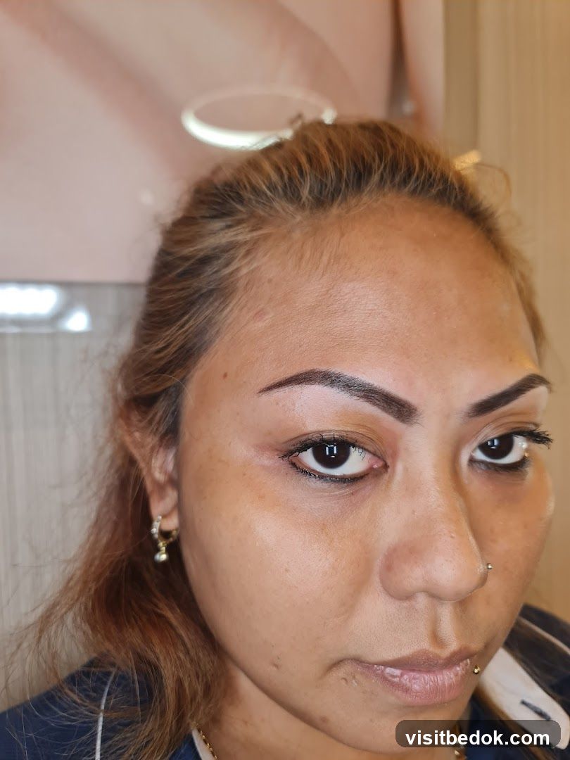Woman with freshly done eyebrows