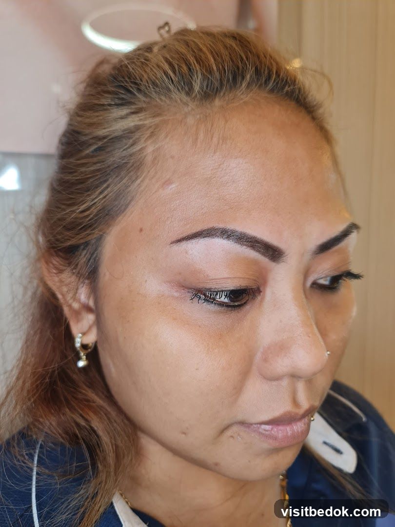 Woman with freshly done eyebrows