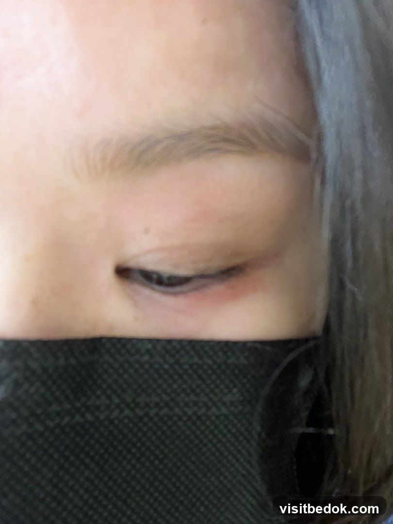 Close-up of an eye with a mask