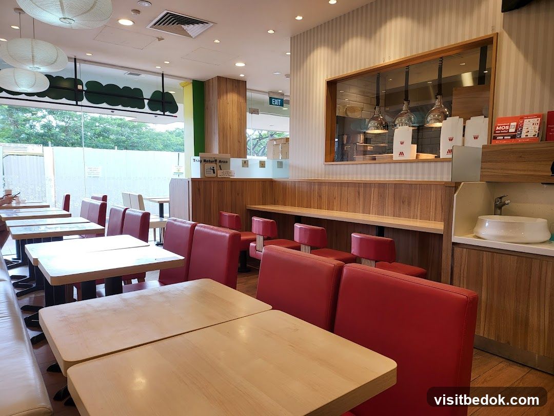 Restaurant Interior with Red Booth Seating