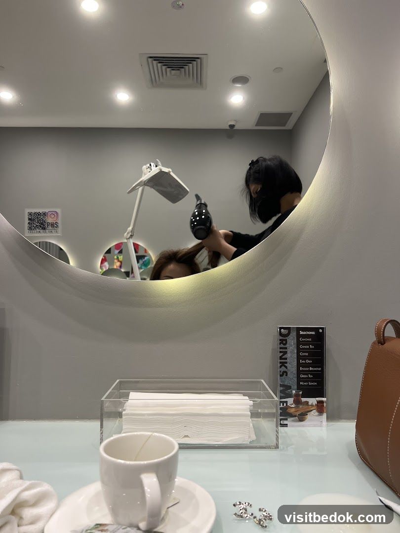 Hair Salon Interior with Drinks Menu