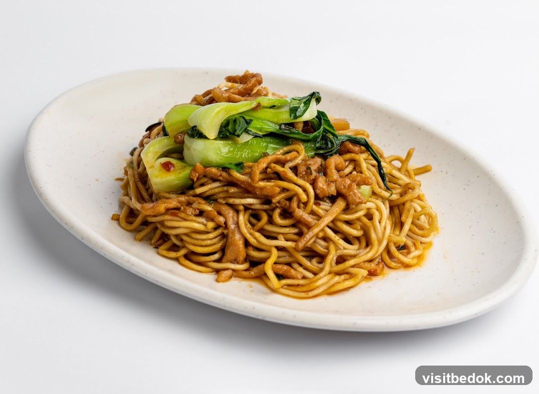 Noodles with Bok Choy and Shredded Meat