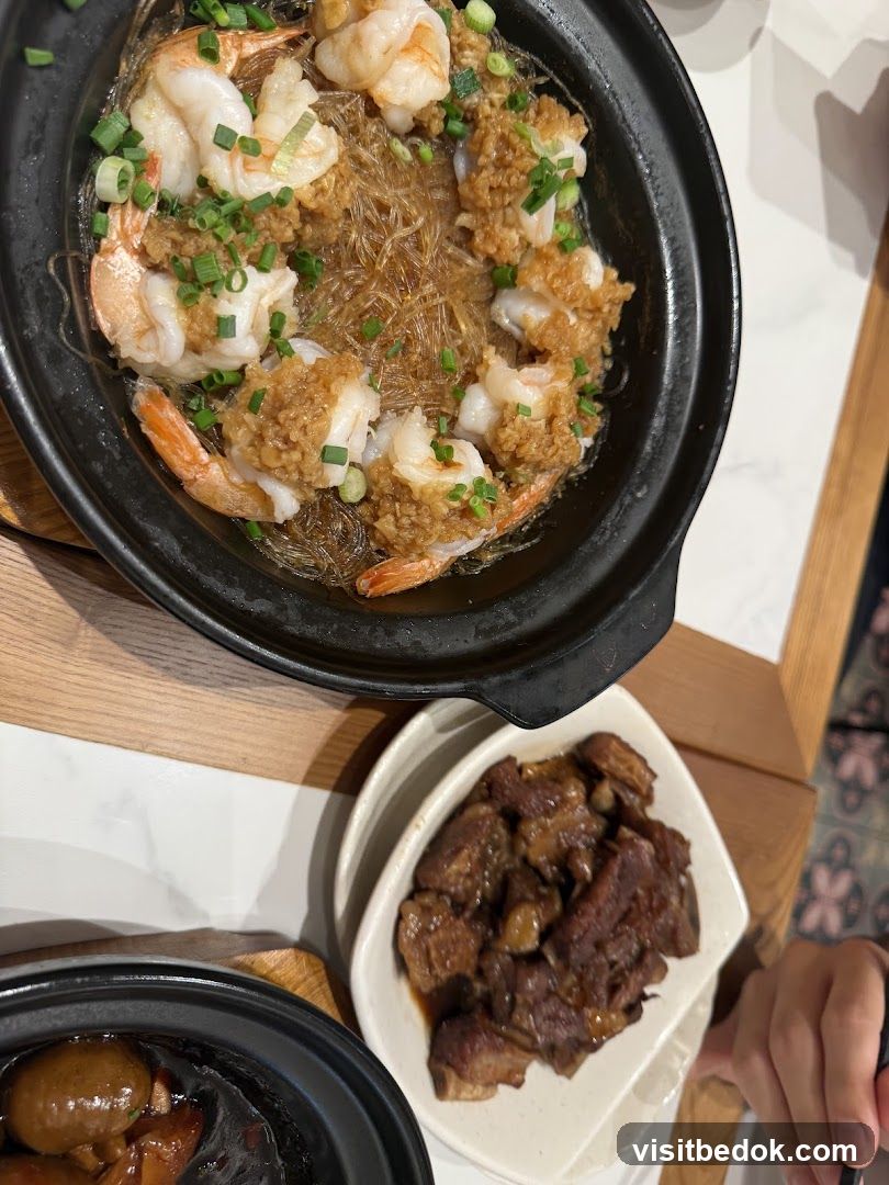 Steamed Prawns with Glass Noodles and Braised Pork Ribs