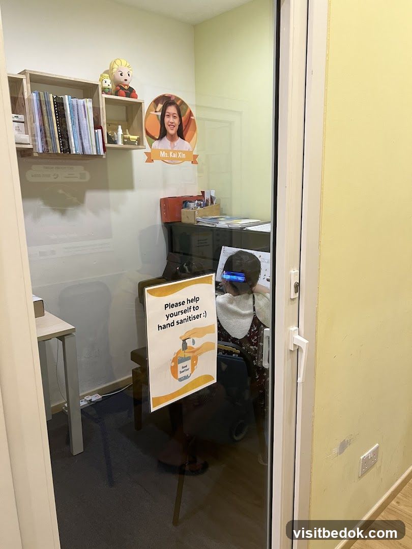 Classroom Interior with Hand Sanitizer Sign
