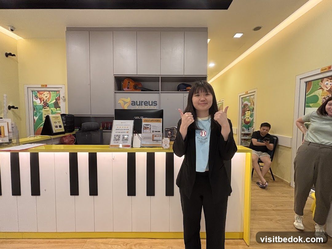 Reception Area with Piano-Themed Counter