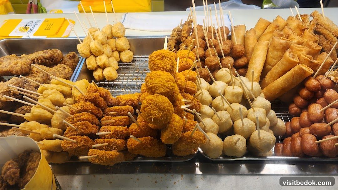 Assortment of Fried Snacks on Skewers
