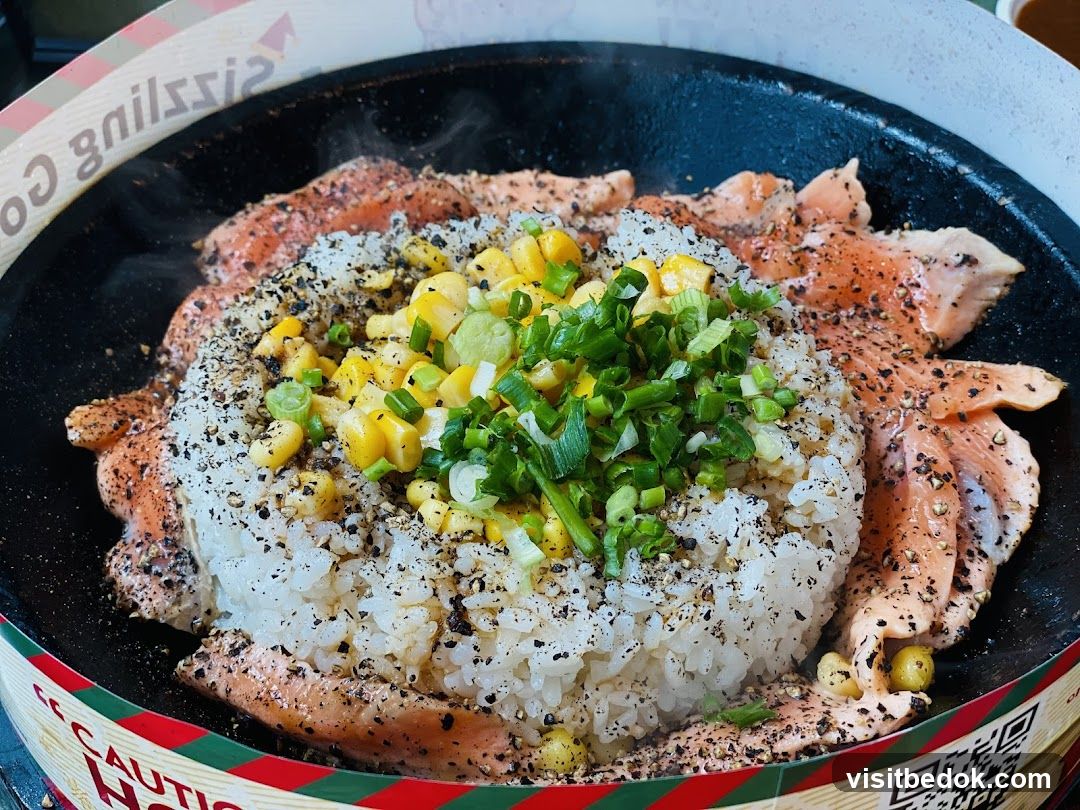 Salmon and Rice Sizzling Plate