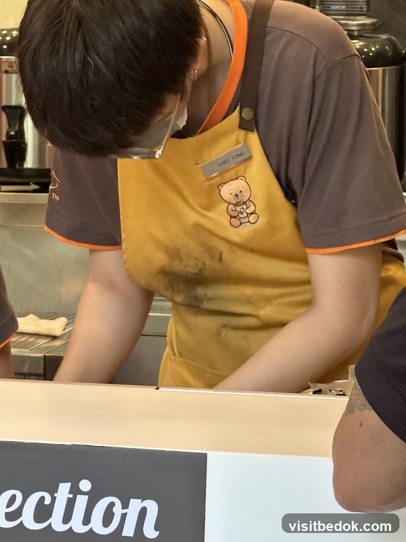 Employee wearing an apron