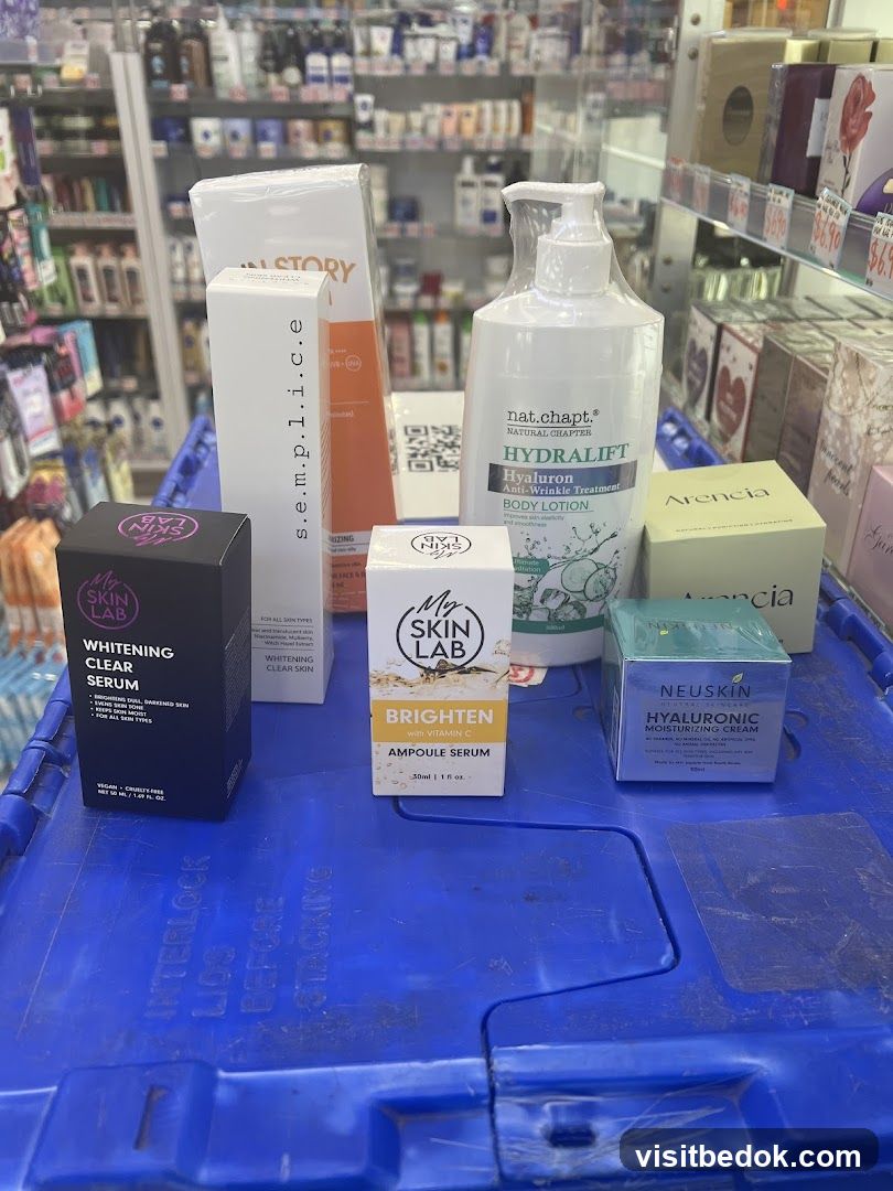 Skincare Products in a Shopping Cart