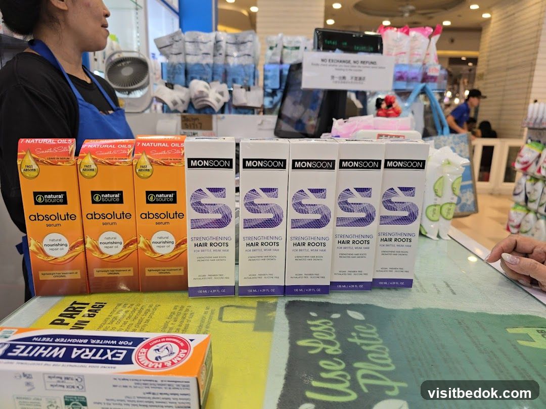 Hair care products on display
