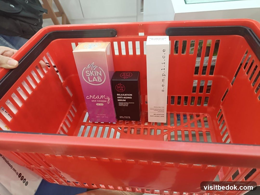 Shopping Basket with Skincare Products