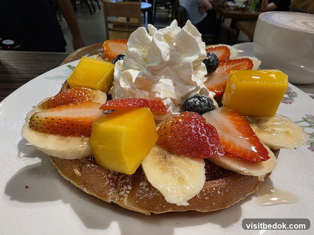 Waffle with Fruit and Whipped Cream
