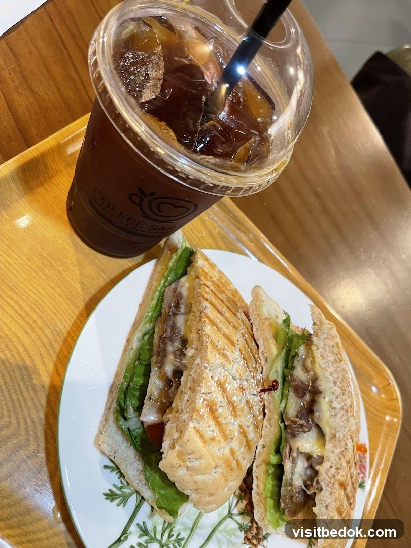Iced Coffee and Sandwich