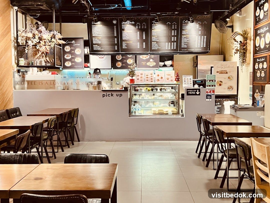 Cafe Interior with Seating and Counter
