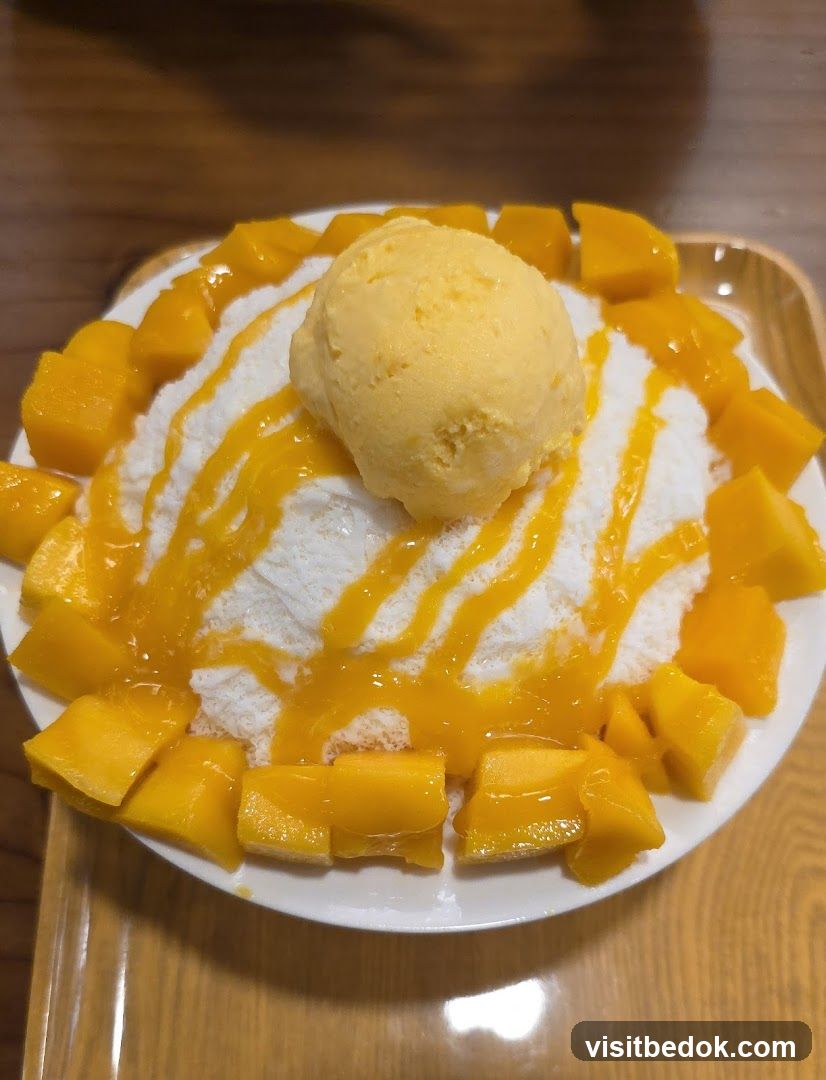 Mango shaved ice dessert